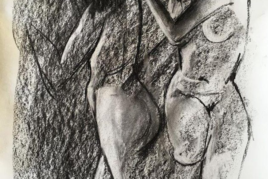 Two Figures in Charcoal